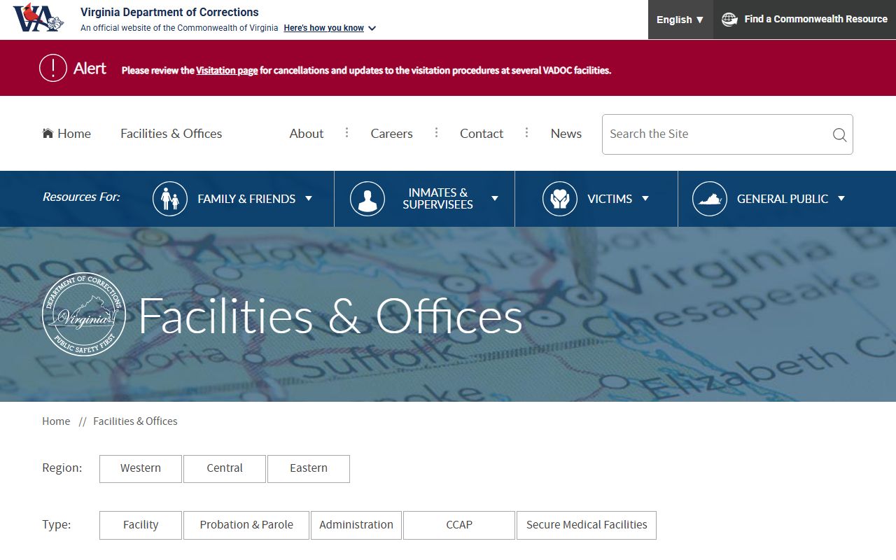 VADOC facilities directory for Halifax Correctional Unit inmate lookup